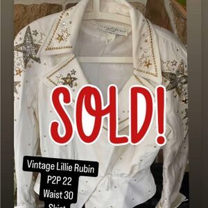 Lillie Rubin White Leather Jacket with Star Embellishments